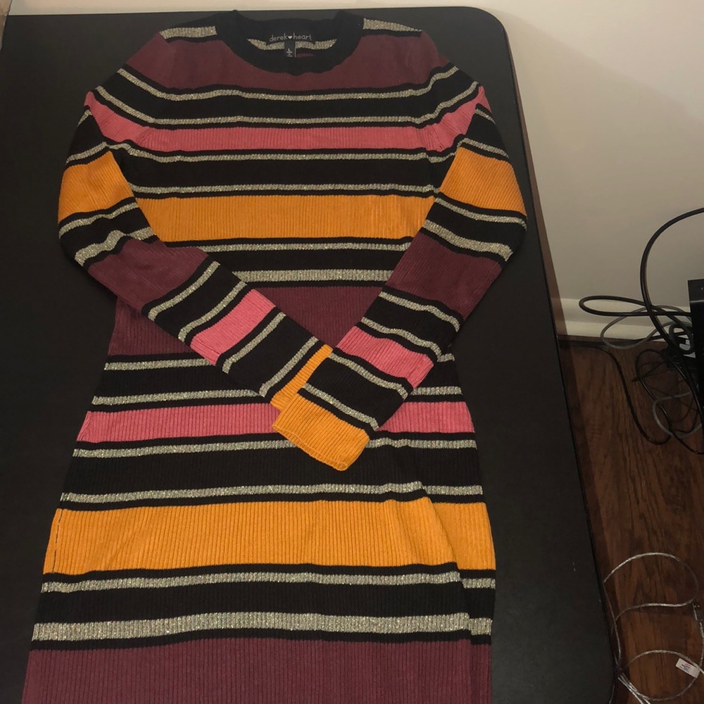 Striped, ribbed midi dress